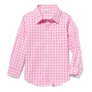 JANIE & JACK VGUC Pink Gingham Long Sleeve Button Down Shirt